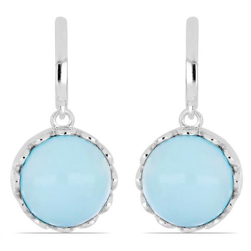 BUY REAL TURQUOISE GEMSTONE BIG STONE EARRINGS IN 925 SILVER